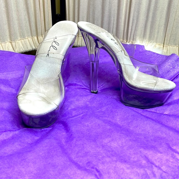 ❗️SOLD❗️ELLIE- CLEAR DANCER OR STRIPPER STILETTOS SIZE 7 - Picture 2 of 8
